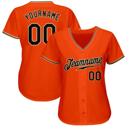 Custom Orange Black Baseball Jersey - Authentic Cream City Design Custom Orange Black-City Cream Authentic Baseball Jersey
