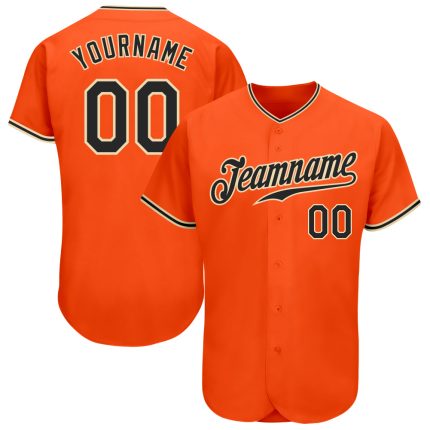 Custom Orange Black Baseball Jersey - Authentic Cream City Design Custom Orange Black-City Cream Authentic Baseball Jersey