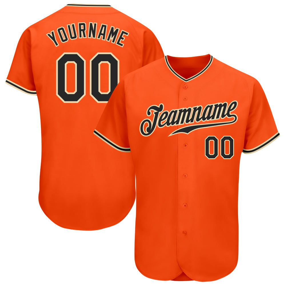 Custom Orange Black Baseball Jersey - Authentic Cream City Design Custom Orange Black-City Cream Authentic Baseball Jersey