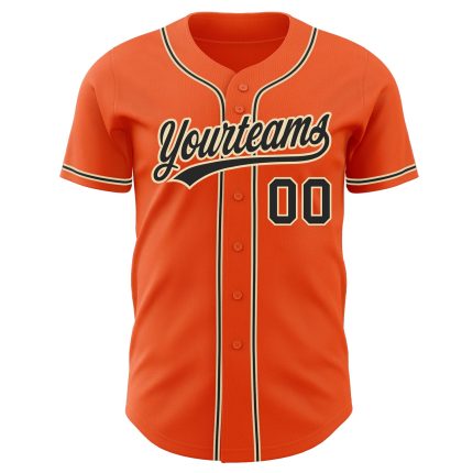 Orange Black-City Cream Custom Authentic Baseball Jersey Style 3967 Custom Orange Black-City Cream Authentic Baseball Jersey