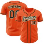 Custom Orange Black Cream Baseball Jersey - Authentic Old Gold Design Custom Orange Black Cream-Old Gold Authentic Baseball