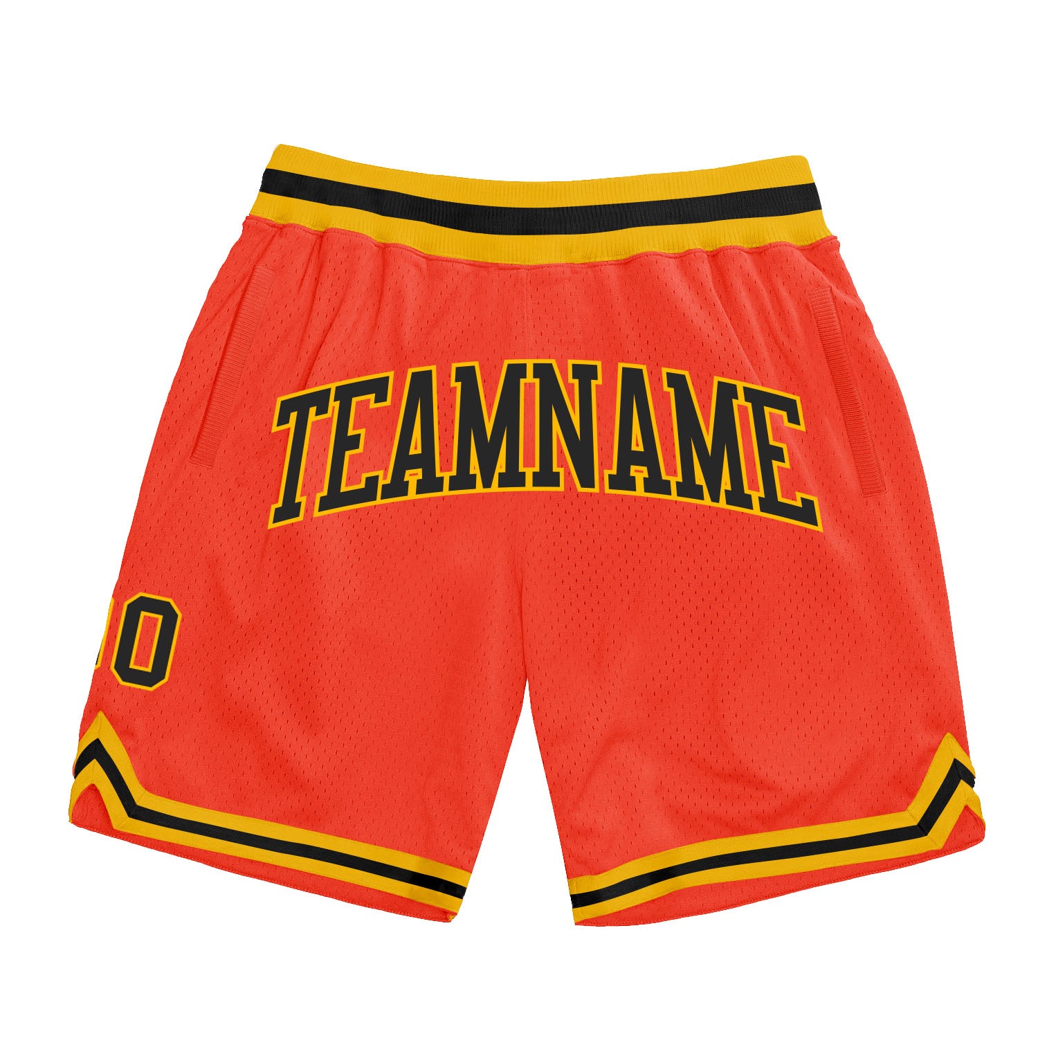 Custom Authentic Throwback Basketball Shorts - Orange Black-Gold Colorway Custom Orange Black-Gold Authentic Throwback Basketball