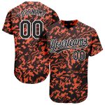 Custom 3D Pattern Baseball Jersey - Orange Black White Design, Authentic Fit Custom Orange Black-White 3D Pattern Design