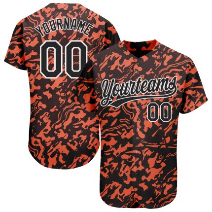Custom 3D Pattern Baseball Jersey - Orange Black White Design, Authentic Fit Custom Orange Black-White 3D Pattern Design