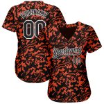 Custom 3D Pattern Baseball Jersey - Orange Black White Design, Authentic Fit Custom Orange Black-White 3D Pattern Design
