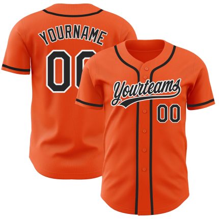 Custom Orange and Black Authentic Baseball Jersey - Personalized Sportswear Custom Orange Black-White Authentic Baseball
