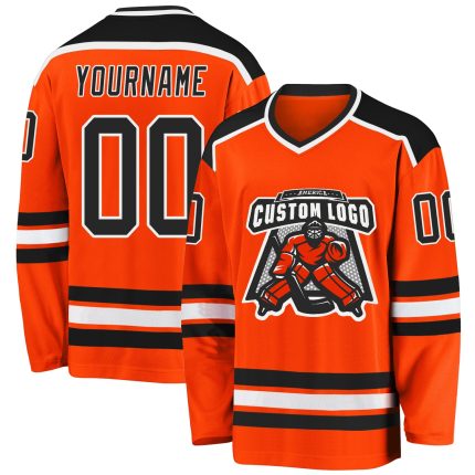 Custom Orange Black White Hockey Jersey for Men and Women - Personalized Sports Apparel Custom Orange Black-White Hockey