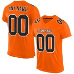 Custom Orange Black White Football Jersey - Authentic Mesh Design Custom Orange Black-White Mesh Authentic Football Jersey