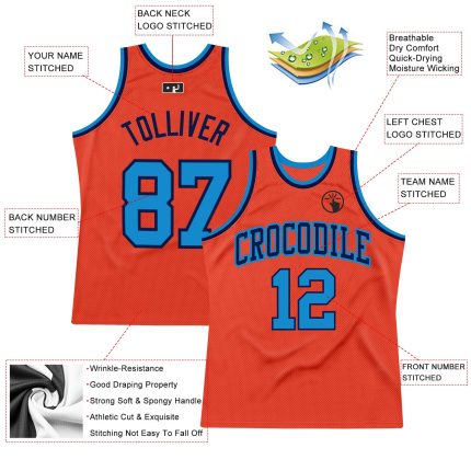 Authentic Basketball Jersey Custom Orange Blue Navy Throwback Design Custom Orange Blue-Navy Authentic Throwback Basketball