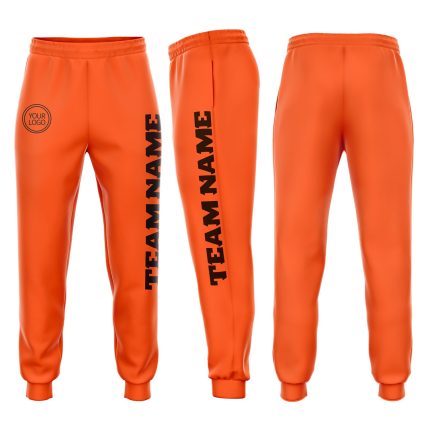 Orange Brown Custom Fleece Jogger Pants for Men and Women - Soft Sweatpants Custom Orange Brown Fleece Jogger Sweatpants