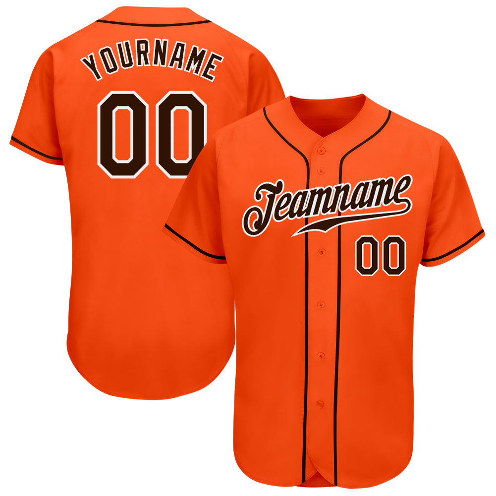 Custom Orange Brown White Baseball Jersey - Authentic Style 4991 for Fans and Players Custom Orange Brown-White Authentic