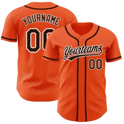 Custom Baseball Jersey - Orange and Brown-White Authentic Design Custom Orange Brown-White Authentic Baseball Jersey