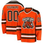 Custom Orange Brown White Hockey Jersey - Personalized Sports Apparel for Fans Custom Orange Brown-White Hockey Jersey