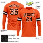 Custom Performance Long Sleeve T-Shirt in Orange Brown and White Custom Orange Brown-White Long Sleeve Performance T-Shirt