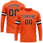 Custom Performance Long Sleeve T-Shirt in Orange Brown and White Custom Orange Brown-White Long Sleeve Performance T-Shirt