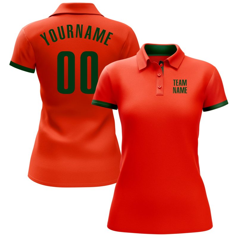 Custom Performance Golf Polo Shirt in Orange and Green Colors Custom Orange Green Performance Golf Polo Shirt