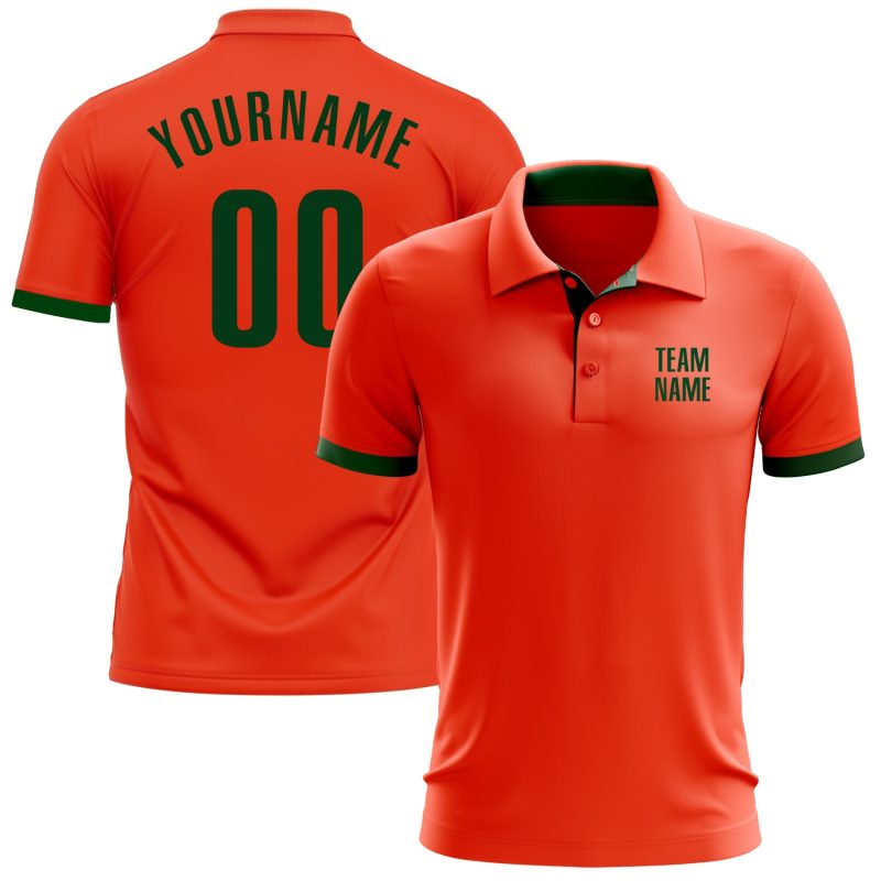 Custom Performance Golf Polo Shirt in Orange and Green Colors Custom Orange Green Performance Golf Polo Shirt