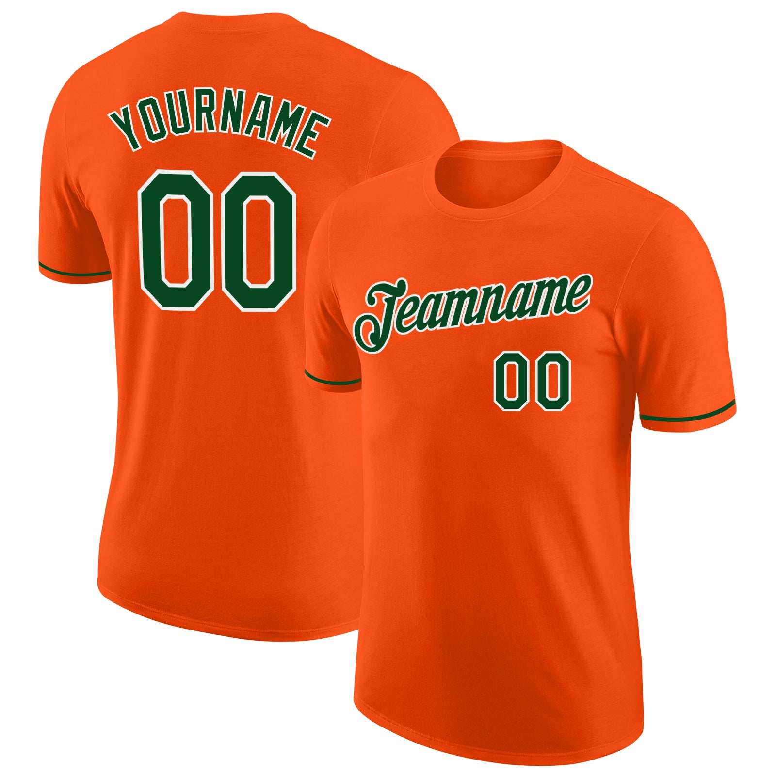 Custom Performance T-Shirt in Orange Green White - Lightweight, Breathable Fabric Custom Orange Green-White Performance T-Shirt