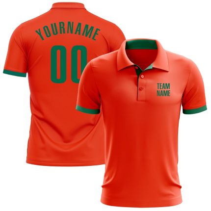 Custom Performance Golf Polo Shirt in Orange and Kelly Green Custom Orange Kelly Green Performance Golf Polo Shirt