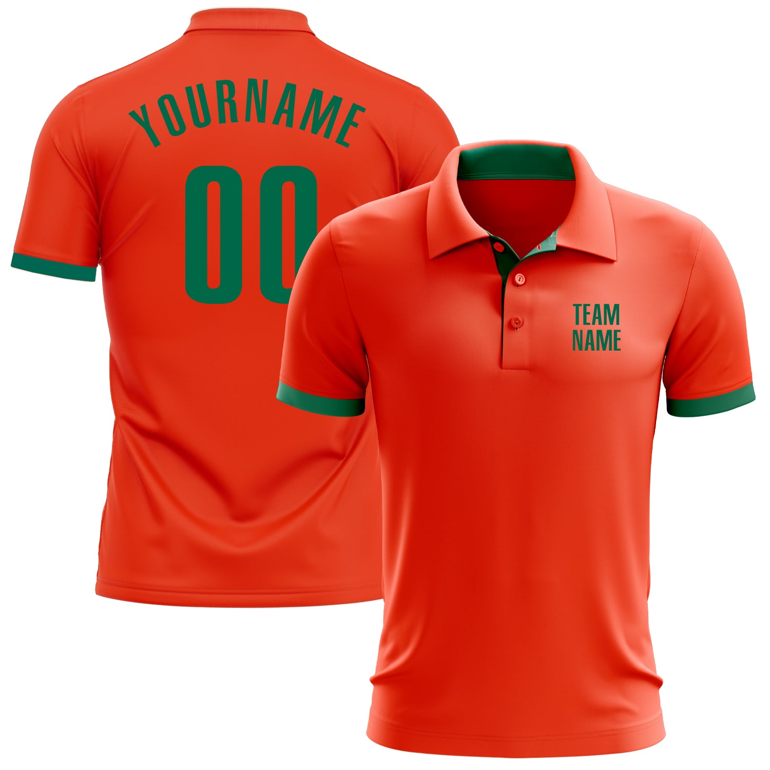 Custom Orange Kelly Green Performance Golf Polo Shirt Custom Performance Golf Polo Shirt in Orange and Kelly Green Custom Orange Kelly Green Performance Golf Polo Shirt