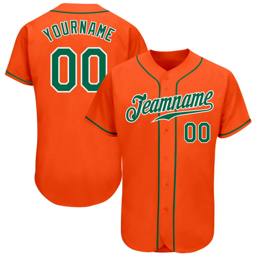 Custom Orange Kelly Green White Authentic Baseball Jersey 8335 - High Quality Sports Apparel Custom Orange Kelly Green-White