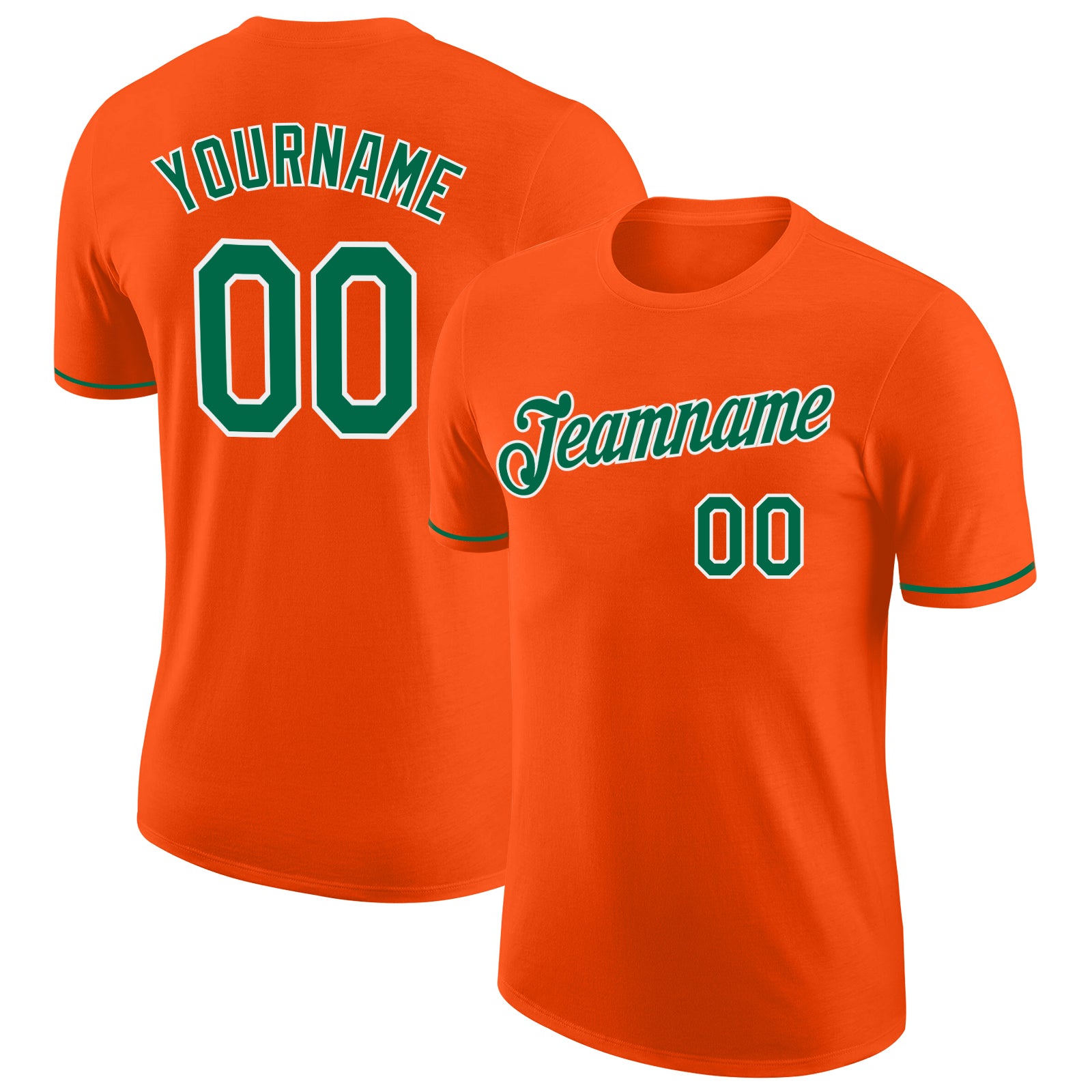 Custom Performance T-Shirt in Orange, Kelly Green & White - Style 6501 Custom Orange Kelly Green-White Performance T-Shirt