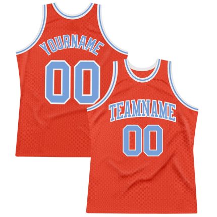 Custom Basketball Jersey - Authentic Throwback in Orange, Light Blue & White Custom Orange Light Blue-White Authentic Throwback