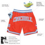 Custom Basketball Shorts - Orange, Light Blue & White Authentic Throwback Design Custom Orange Light Blue-White Authentic
