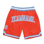 Custom Basketball Shorts - Orange, Light Blue & White Authentic Throwback Design Custom Orange Light Blue-White Authentic