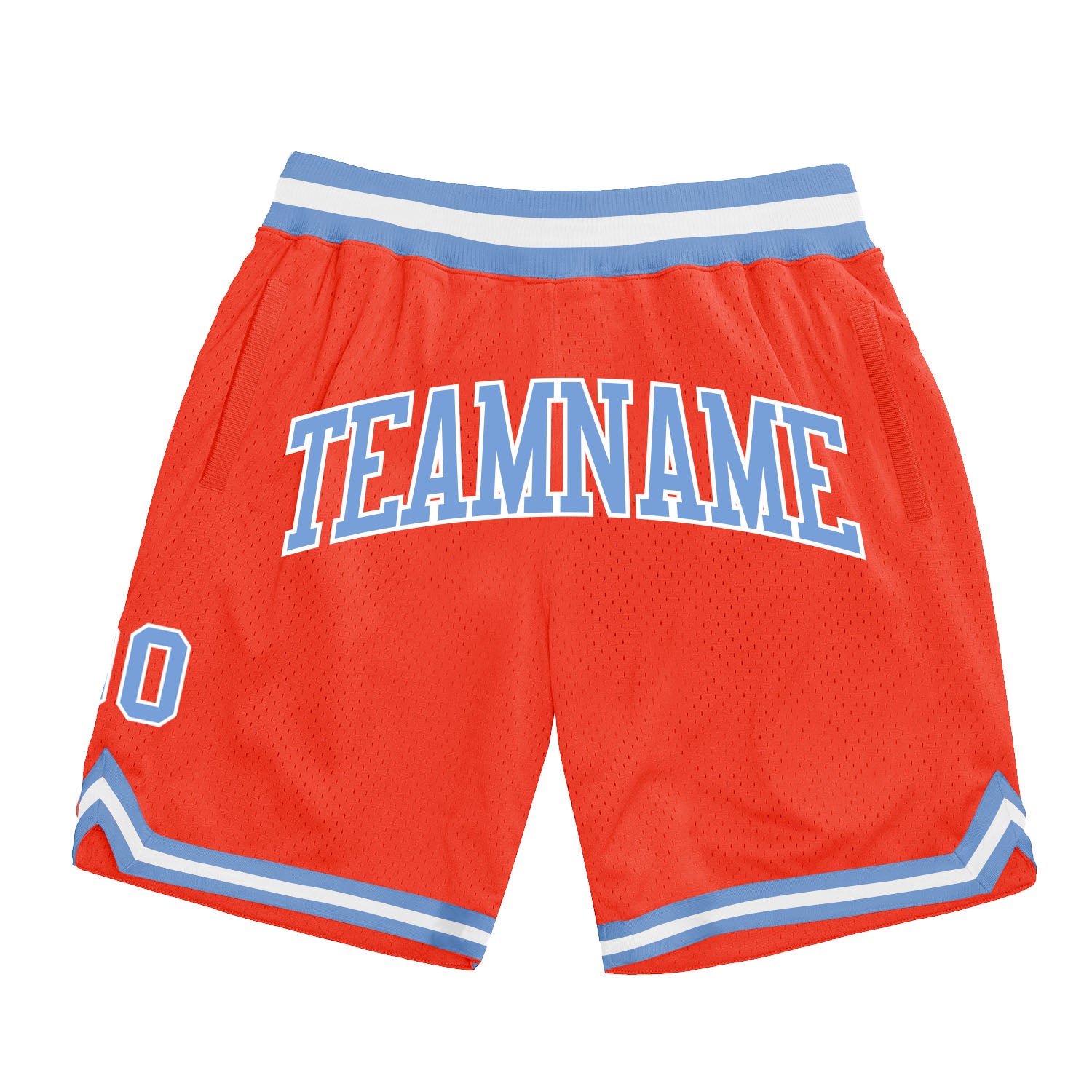 Custom Basketball Shorts - Orange, Light Blue & White Authentic Throwback Design Custom Orange Light Blue-White Authentic