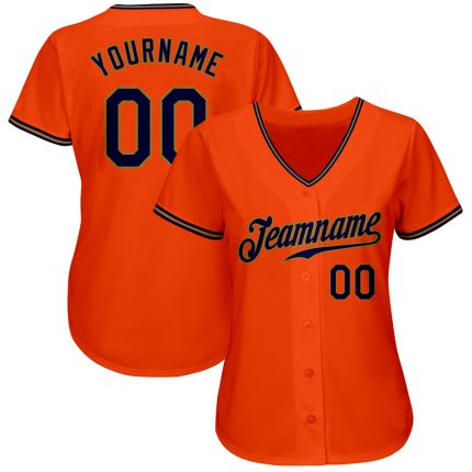 Custom Orange Navy Gold Baseball Jersey - Authentic Design, Perfect for Fans Custom Orange Navy-Old Gold Authentic Baseball