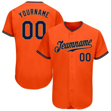Custom Orange Navy Gold Baseball Jersey - Authentic Design, Perfect for Fans Custom Orange Navy-Old Gold Authentic Baseball