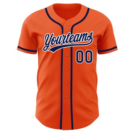 Custom Authentic Baseball Jersey in Orange, Navy, and White Colors Custom Orange Navy-White Authentic Baseball Jersey