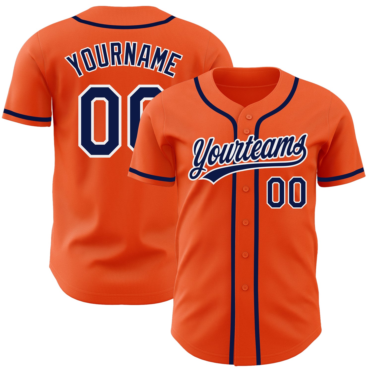 Custom Authentic Baseball Jersey in Orange, Navy, and White Colors Custom Orange Navy-White Authentic Baseball Jersey