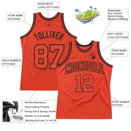 Custom Authentic Orange-Black Throwback Basketball Jersey - Unique Design, Comfortable Fit Custom Orange Orange-Black Authentic