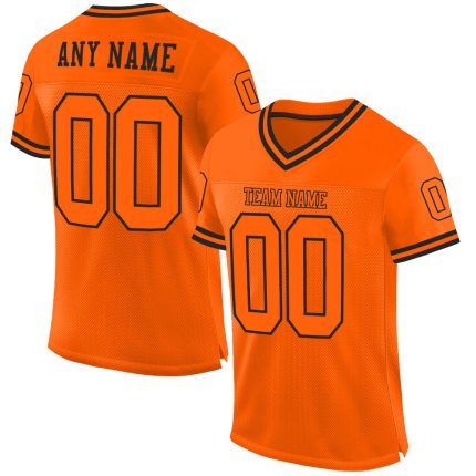 Orange Black Custom Mesh Throwback Football Jersey Authentic Custom Orange Orange-Black Mesh Authentic Throwback Football