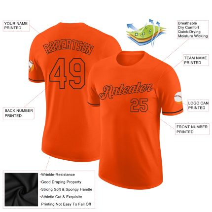 Custom Orange Black Performance T-Shirt for Men Women Style 9765 Custom Orange Orange-Black Performance T-Shirt Style 9765