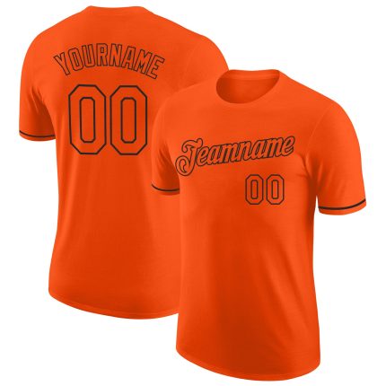 Custom Orange Black Performance T-Shirt for Men Women Style 9765 Custom Orange Orange-Black Performance T-Shirt Style 9765