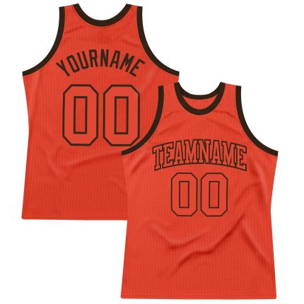 Custom Orange Brown Authentic Basketball Jersey - Throwback Style Custom Orange Orange-Brown Authentic Throwback Basketball