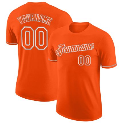 Custom Orange Gray Performance T-Shirt for Men, Athletic Style 2027 Custom Orange Orange-Gray Performance T-Shirt Style 2027