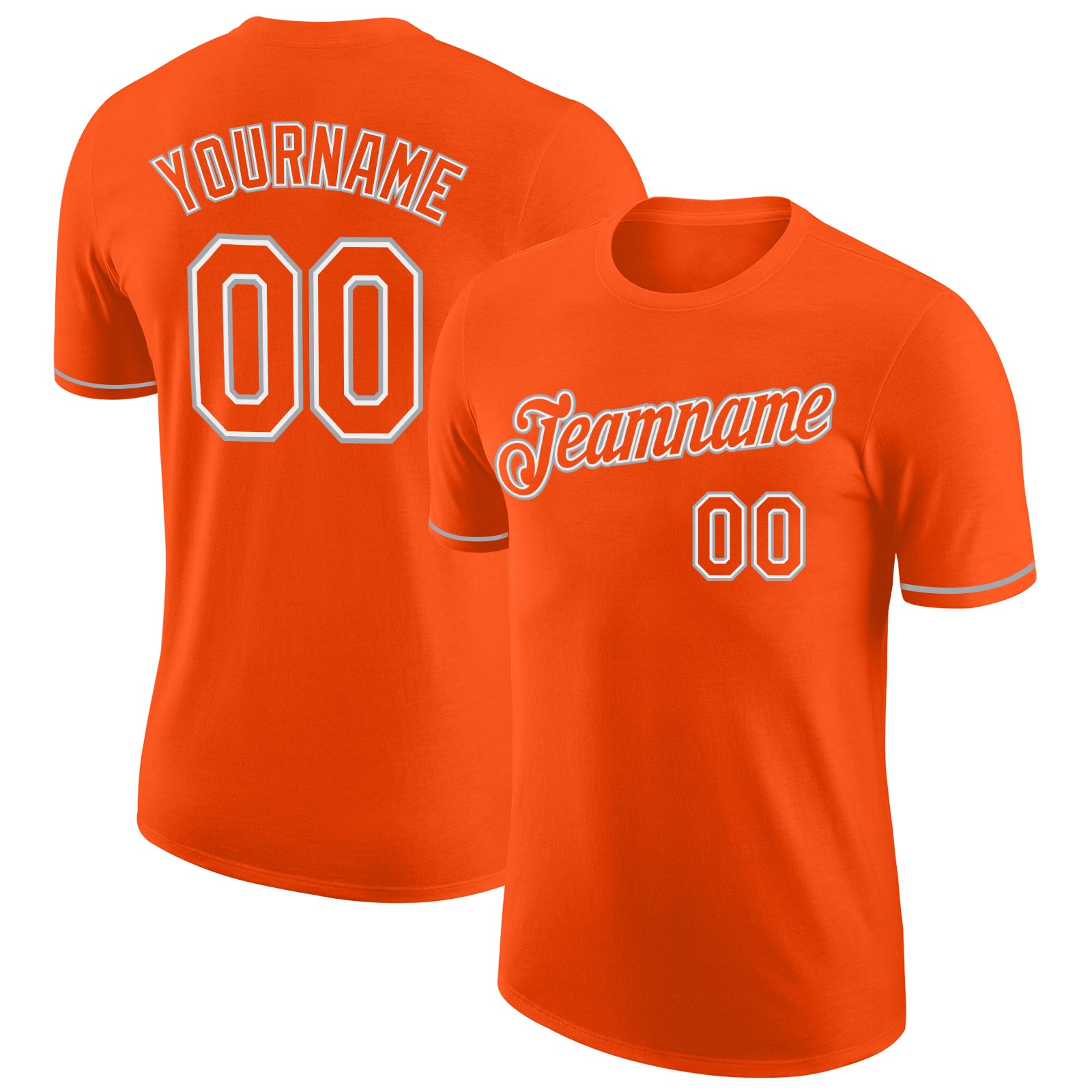 Custom Orange Gray Performance T-Shirt for Men, Athletic Style 2027 Custom Orange Orange-Gray Performance T-Shirt Style 2027
