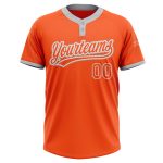 Custom Orange Two-Button Unisex Softball Jersey - Gray Accent Sports Apparel Custom Orange Orange-Gray Two-Button Unisex