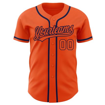 Custom Orange and Navy Baseball Jersey - Authentic Athletic Apparel Custom Orange Orange-Navy Authentic Baseball Jersey