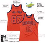 Custom Orange Navy Basketball Jersey - Authentic Throwback Design Custom Orange Orange-Navy Authentic Throwback Basketball