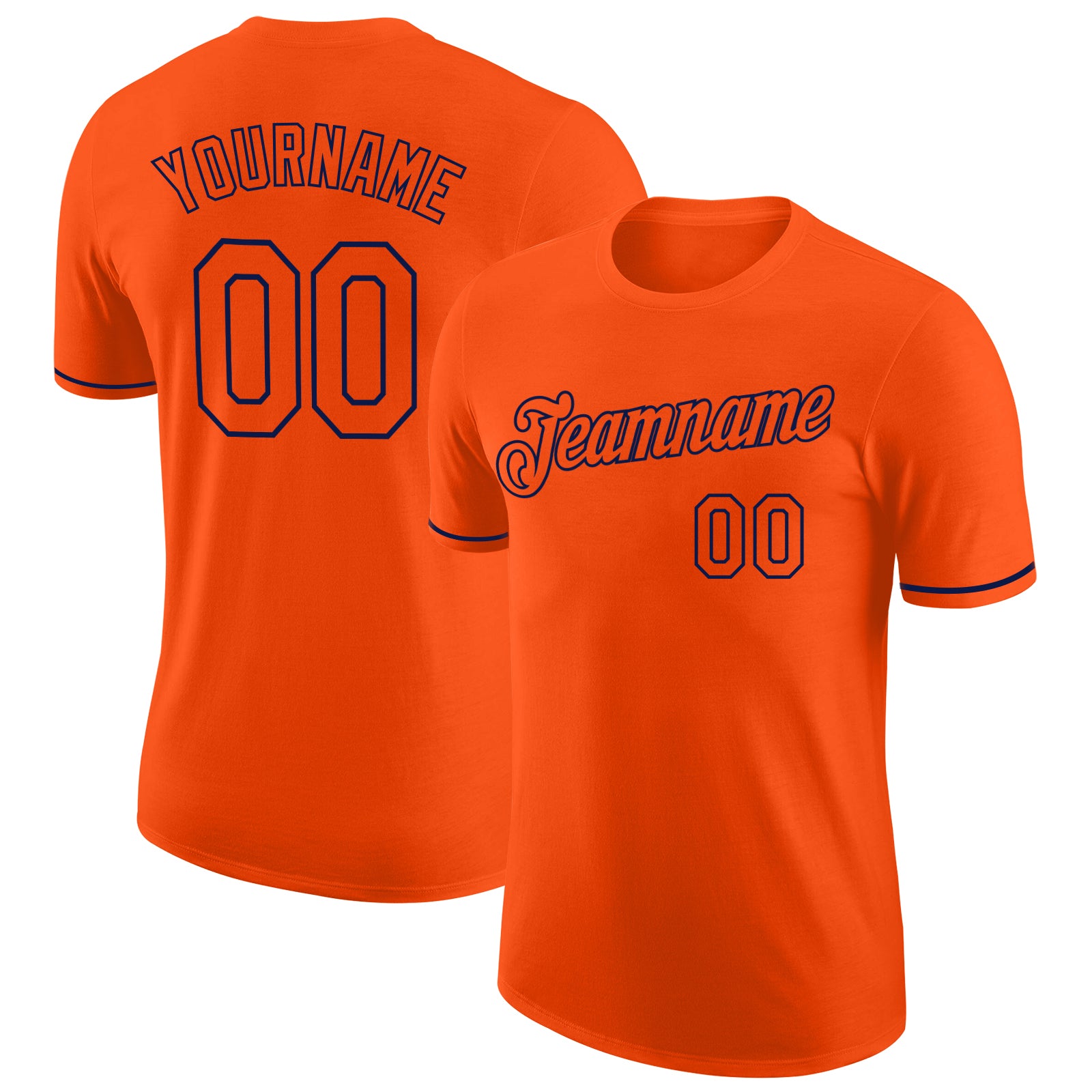 Custom Orange Orange-Navy Performance T-Shirt Style 9034 Custom Orange Navy Performance T-Shirt for Men, Style 9034 - Comfortable Activewear Custom Orange Orange-Navy Performance