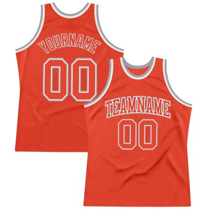 Authentic Custom Orange and Silver Gray Throwback Basketball Jersey Custom Orange Orange-Silver Gray Authentic Throwback