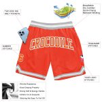 Authentic Throwback Basketball Shorts - Custom Orange and Silver Gray Design Custom Orange Orange-Silver Gray Authentic Throwback