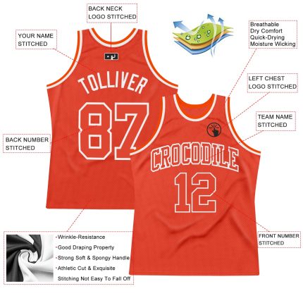 Custom Authentic Orange and White Throwback Basketball Jersey Custom Orange Orange-White Authentic Throwback Basketball Jersey
