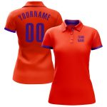 Custom Orange Purple Golf Polo Shirt - Performance Mens Sportwear Custom Orange Purple Performance Golf Polo Shirt