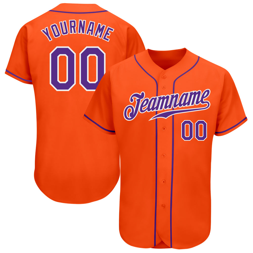 Custom Orange Purple White Baseball Jersey - Authentic Design for Fans Custom Orange Purple-White Authentic Baseball Jersey